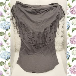 Thread fringe grey top xs